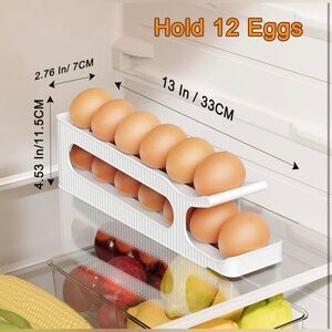 Egg Holder for Fridge, Auto Rolling Egg Storage Organizer 
FREE SHIP
New in Box